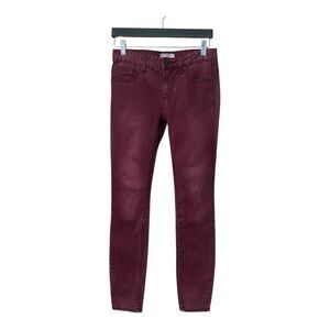 Free People Womens Size 25 Burgundy Skinny Ankle Zip Jeans